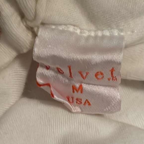Velvet Tube Ruched embellished ivory top Sz M 100% cotton - Picture 7 of 9